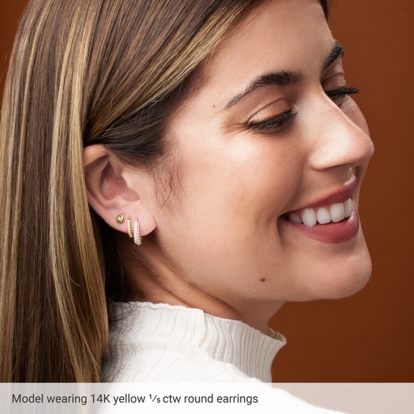 14K Yellow Gold 1/5 CTW Natural Diamond Domed Bezel-Set Solitaire Earrings - Picture 3 of 3